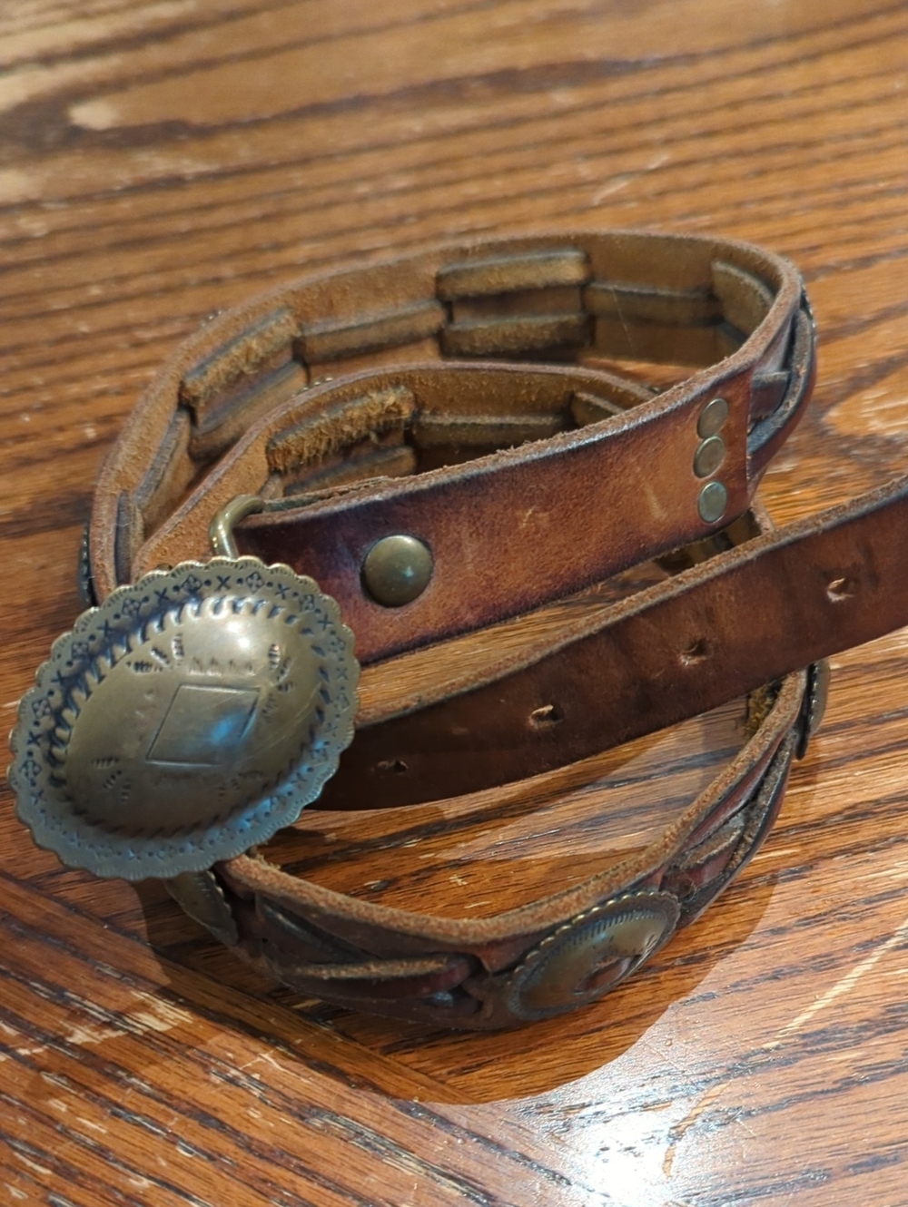 Western Cowboy Country Vintage Solid Brass Belt Size 32